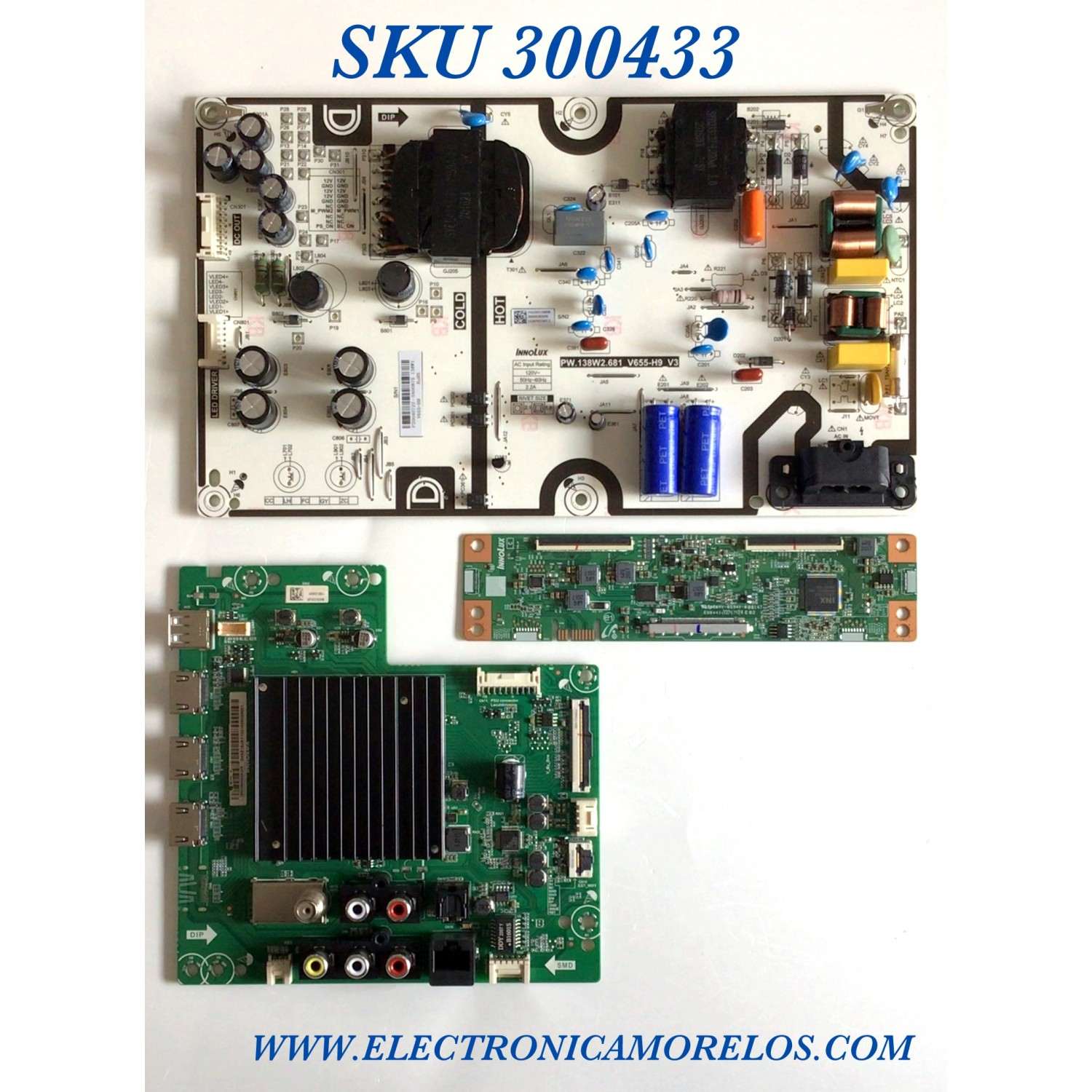 KIT DE TARJETAS PARA TV VIZIO / MAIN 6M03M0003A00R / TD.MT5691.U761 / A0003100J / AP102103H8 / FUENTE P650D108DB / PW.138W2.681_V655-H9_V3 / B0002K000 / T-CON TACDJ4031 / CT7Y15PAT302 / PANEL V650DJ4-D03 REV.C1 / MODELO V655-H19 LIAIZCNW